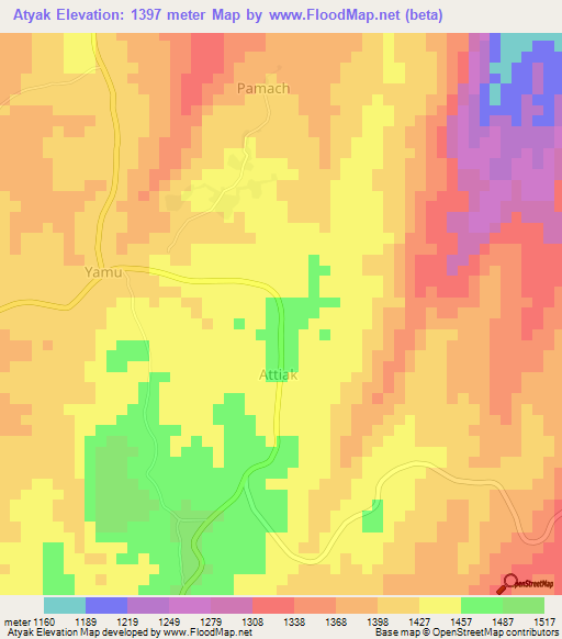 Atyak,Uganda Elevation Map