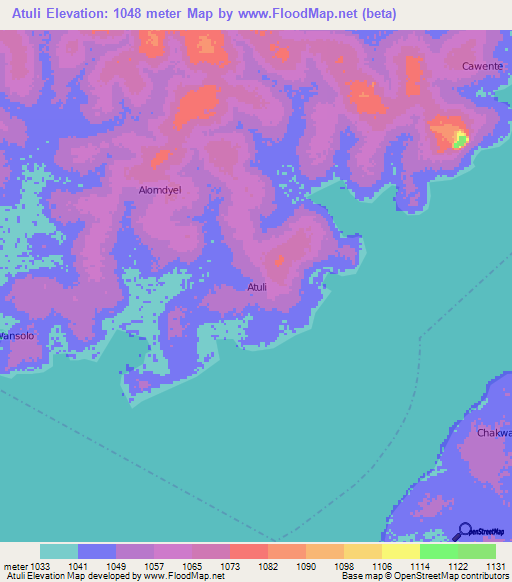 Atuli,Uganda Elevation Map