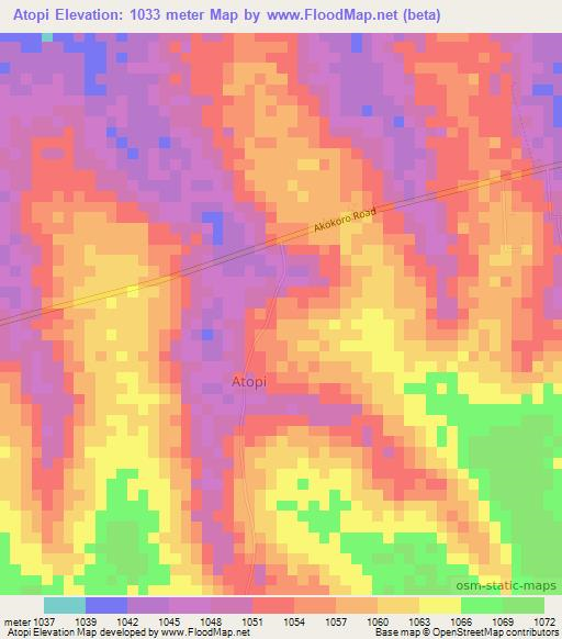 Atopi,Uganda Elevation Map