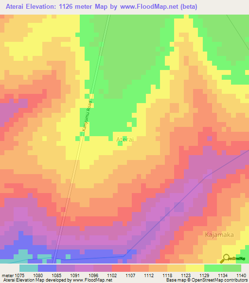Aterai,Uganda Elevation Map