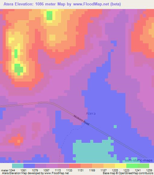 Atera,Uganda Elevation Map