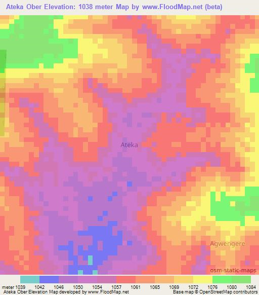 Ateka Ober,Uganda Elevation Map