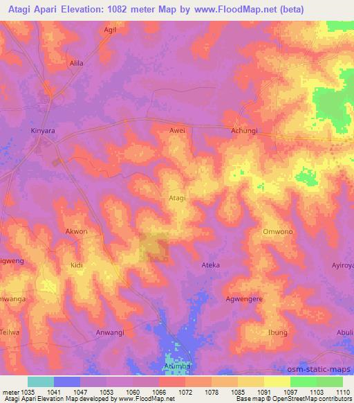 Atagi Apari,Uganda Elevation Map