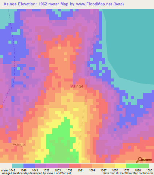 Asinge,Uganda Elevation Map