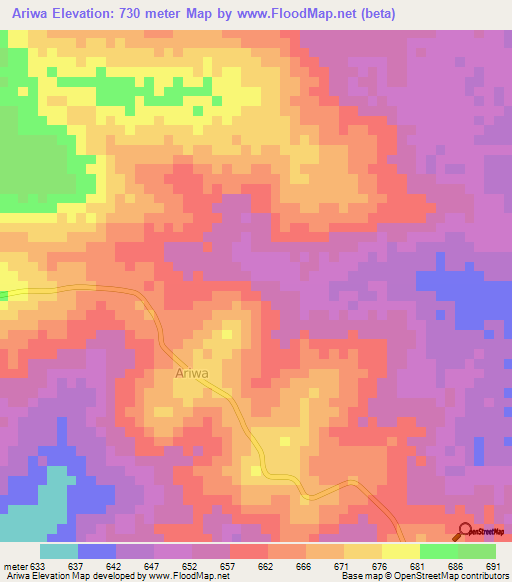 Ariwa,Uganda Elevation Map