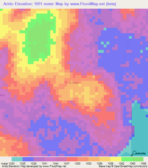 Arido,Uganda Elevation Map