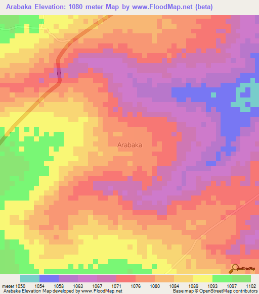 Arabaka,Uganda Elevation Map