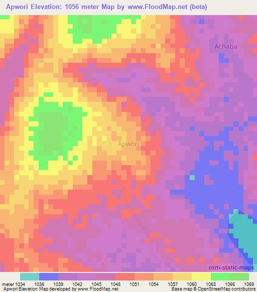 Apwori,Uganda Elevation Map