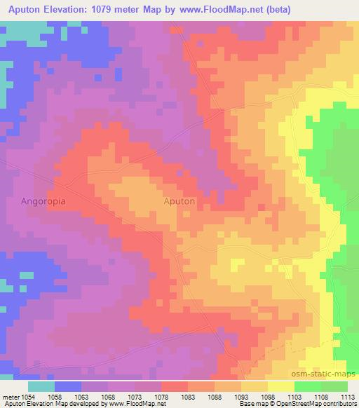Aputon,Uganda Elevation Map