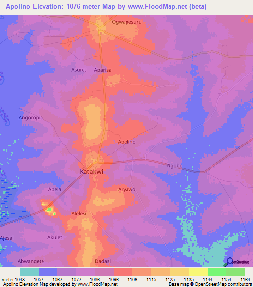 Apolino,Uganda Elevation Map