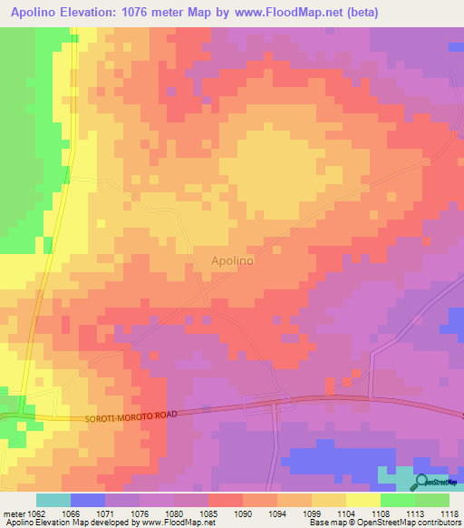Apolino,Uganda Elevation Map
