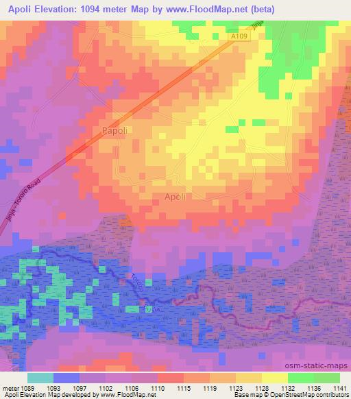 Apoli,Uganda Elevation Map