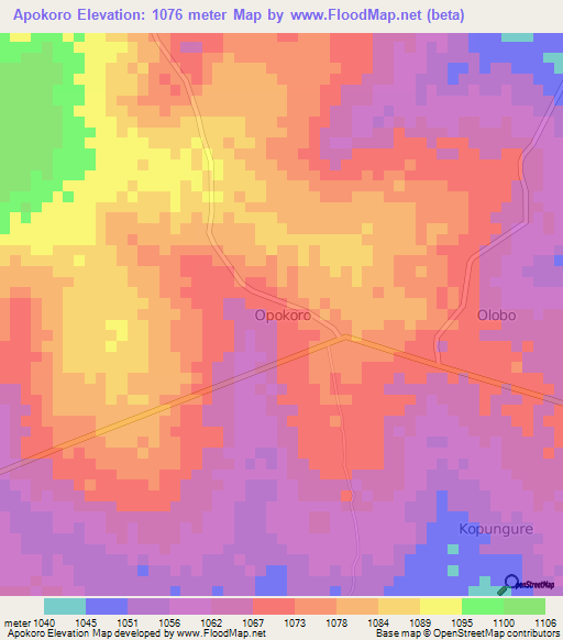 Apokoro,Uganda Elevation Map