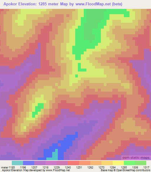 Apokor,Uganda Elevation Map