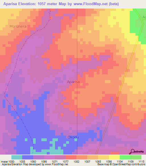 Aparisa,Uganda Elevation Map
