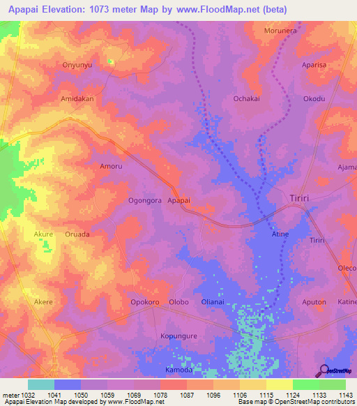 Apapai,Uganda Elevation Map