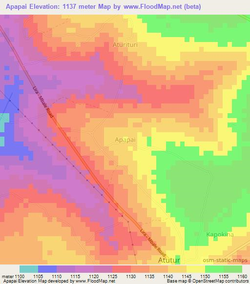 Apapai,Uganda Elevation Map