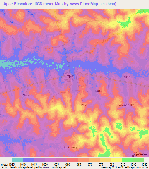 Apac,Uganda Elevation Map