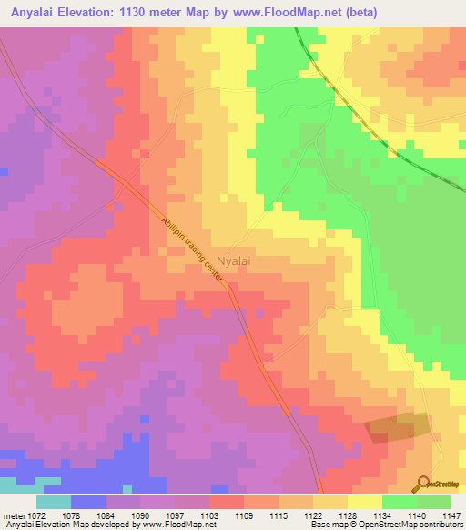 Anyalai,Uganda Elevation Map