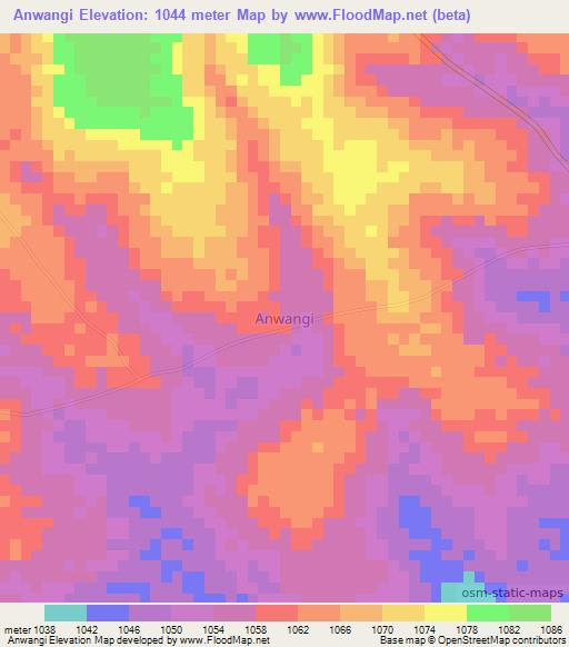 Anwangi,Uganda Elevation Map