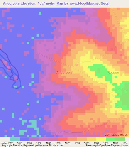 Angoropia,Uganda Elevation Map