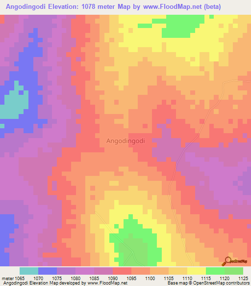 Angodingodi,Uganda Elevation Map