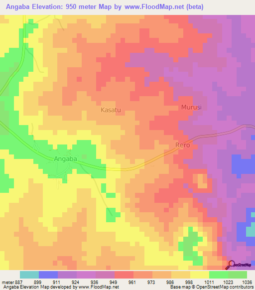 Angaba,Uganda Elevation Map