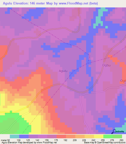 Agulu,Nigeria Elevation Map