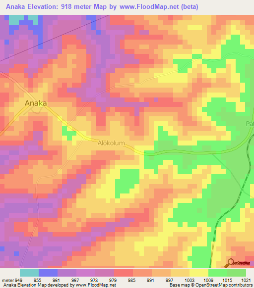 Anaka,Uganda Elevation Map