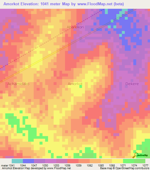 Amorkot,Uganda Elevation Map
