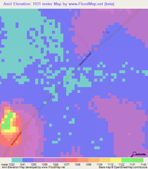 Amii,Uganda Elevation Map
