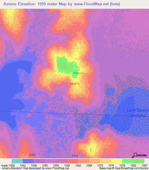 Amenu,Uganda Elevation Map