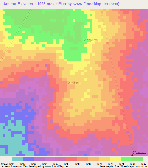 Amenu,Uganda Elevation Map
