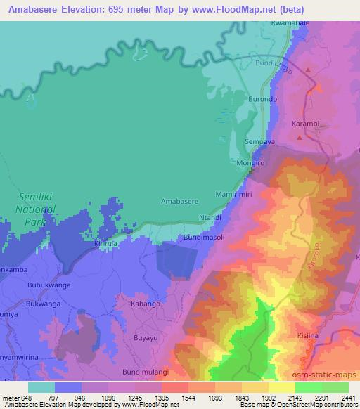 Amabasere,Uganda Elevation Map