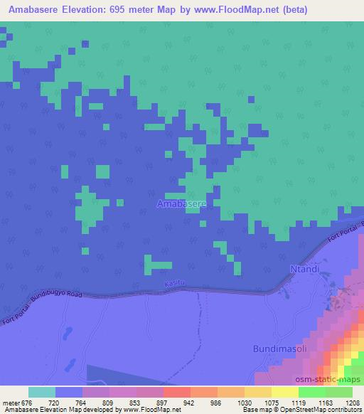 Amabasere,Uganda Elevation Map
