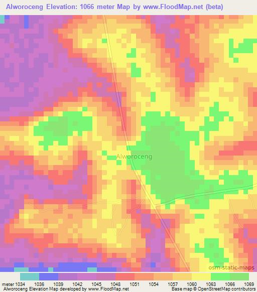 Alworoceng,Uganda Elevation Map