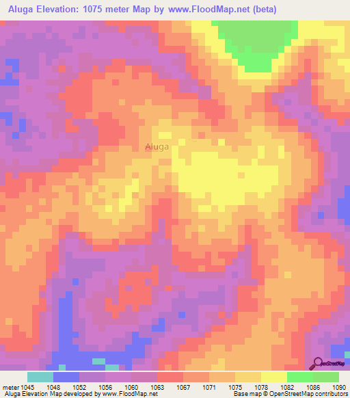 Aluga,Uganda Elevation Map