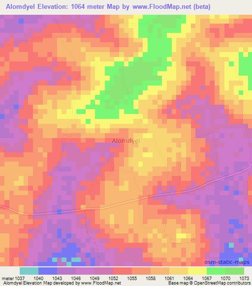 Alomdyel,Uganda Elevation Map