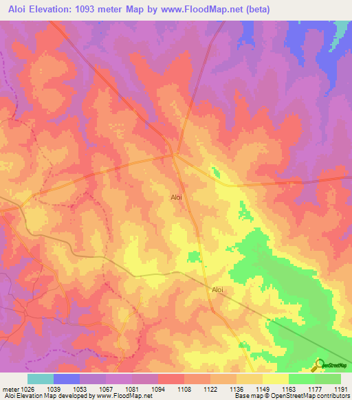 Aloi,Uganda Elevation Map