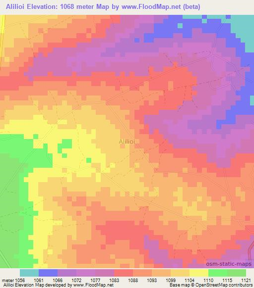 Alilioi,Uganda Elevation Map