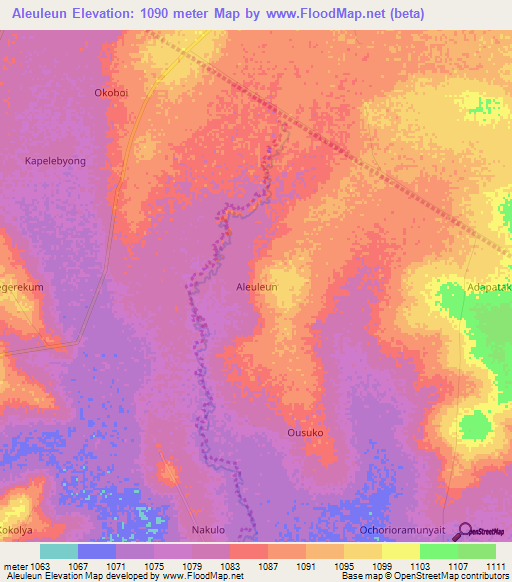 Aleuleun,Uganda Elevation Map