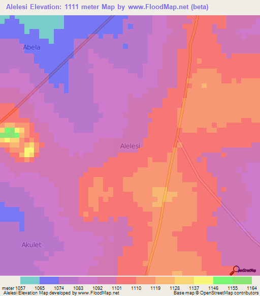 Alelesi,Uganda Elevation Map