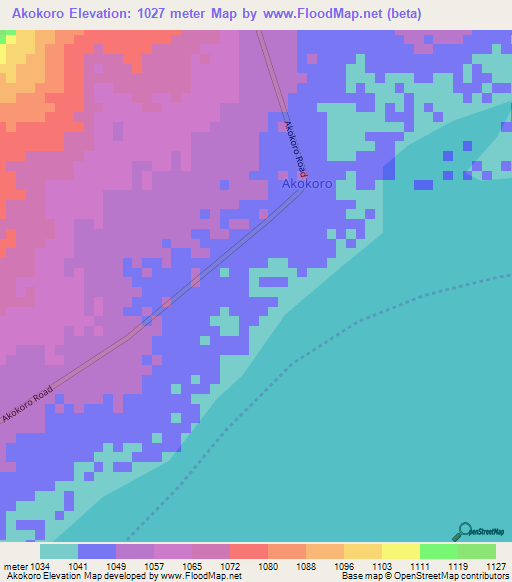 Akokoro,Uganda Elevation Map