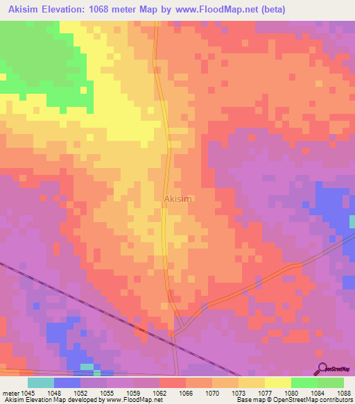 Akisim,Uganda Elevation Map