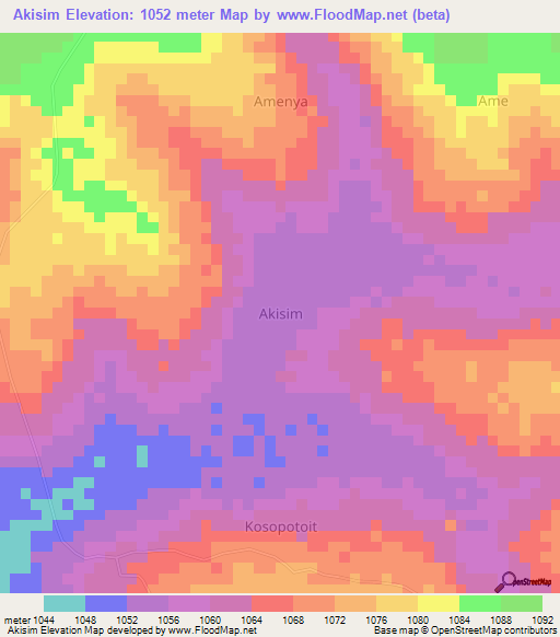 Akisim,Uganda Elevation Map