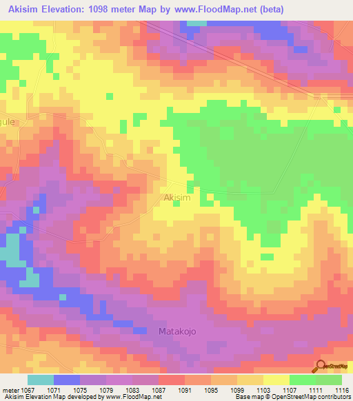 Akisim,Uganda Elevation Map