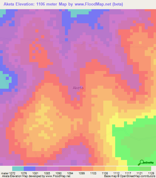 Aketa,Uganda Elevation Map