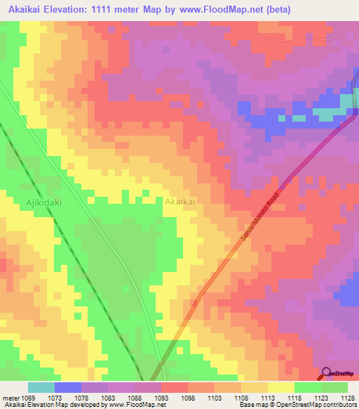 Akaikai,Uganda Elevation Map