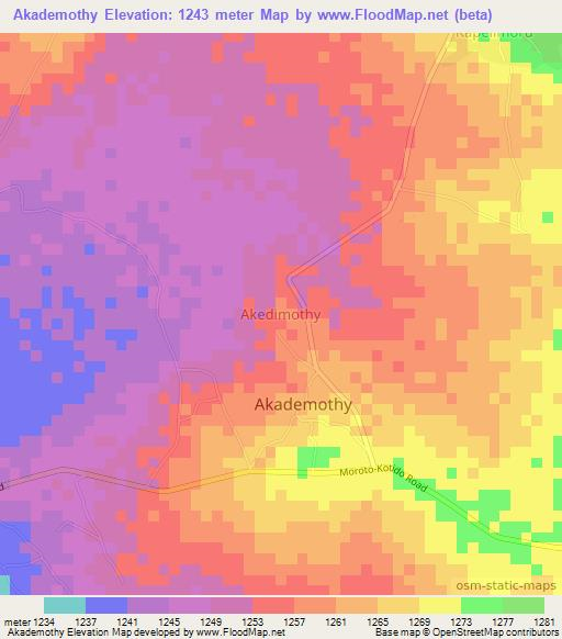 Akademothy,Uganda Elevation Map