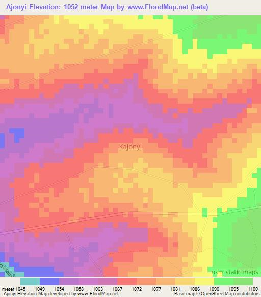 Ajonyi,Uganda Elevation Map